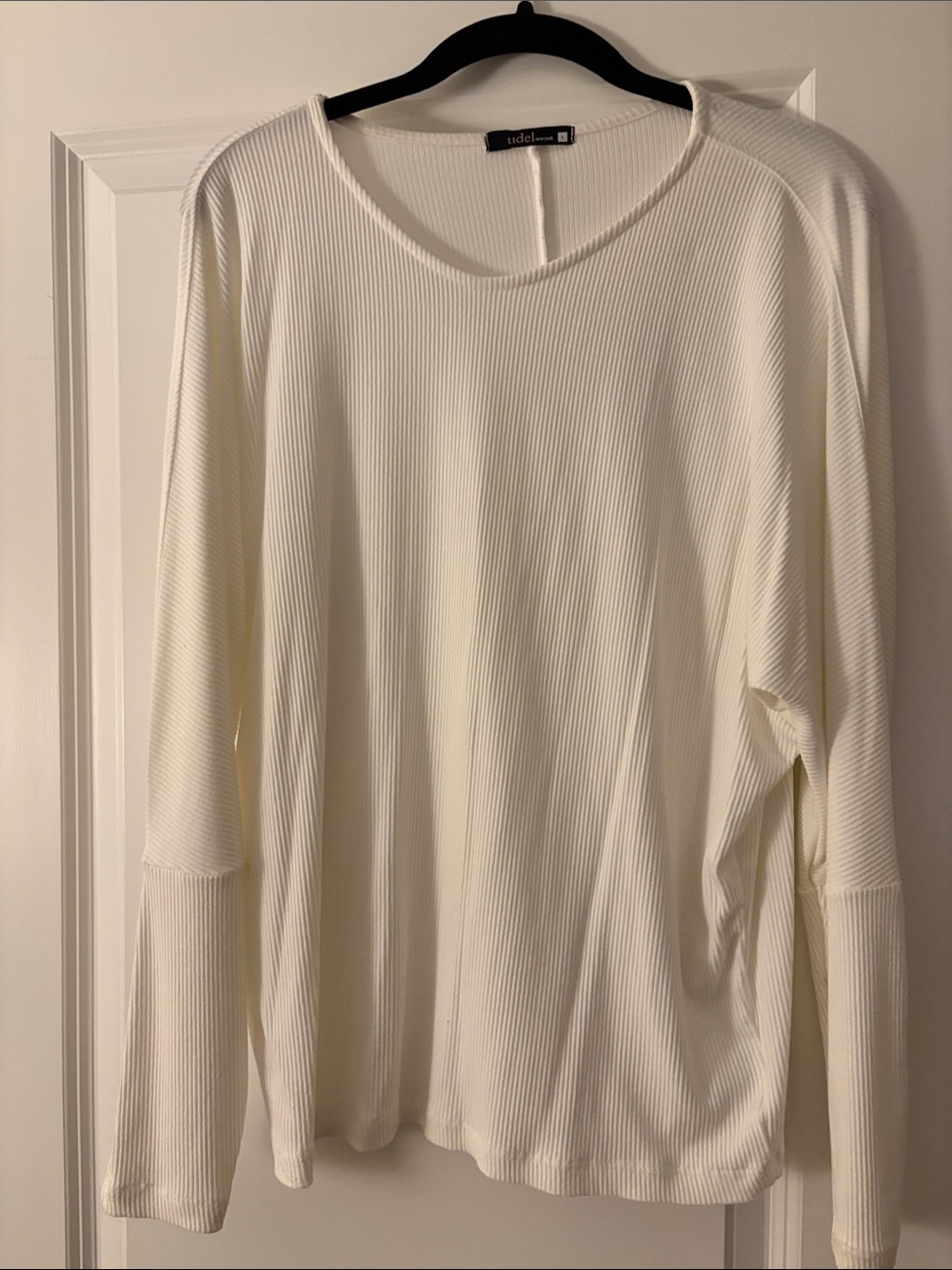 Udel Off-White Ribbed Dolman Sleeve Tee